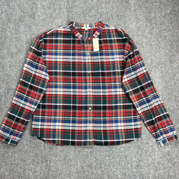 LL Bean Signature Flannel Shirt Womens Large Lightweight Spruce Plaid NEW W Tags - Picture 1 of 13